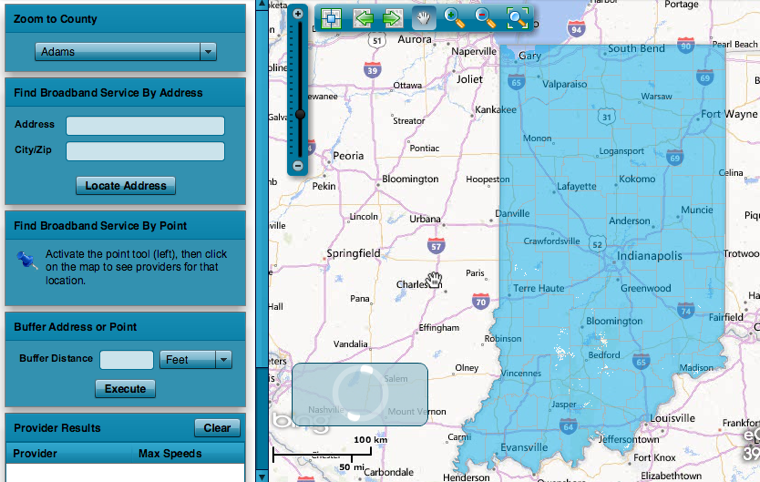 Indiana broadband map