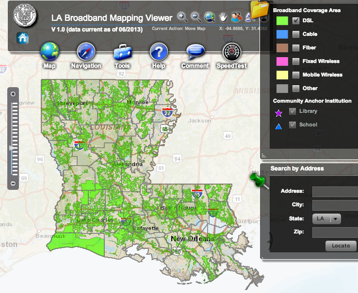 Louisiana broadband map