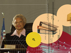 Virtual courtroom technology illustration